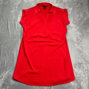 Lane Bryant Mini Polo Dress Girls 14/16 Red‎ Collared Roll Tab Sleeve Curve Hem